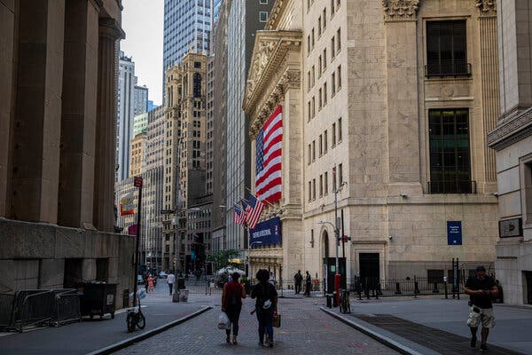 Outside New York Stock Exchange and Wall Street.